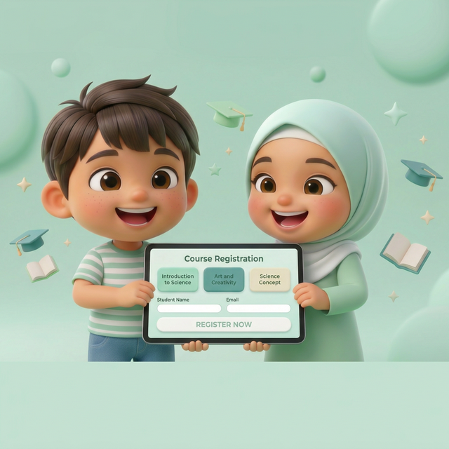 Kanak-kanak mendaftar kursus sains